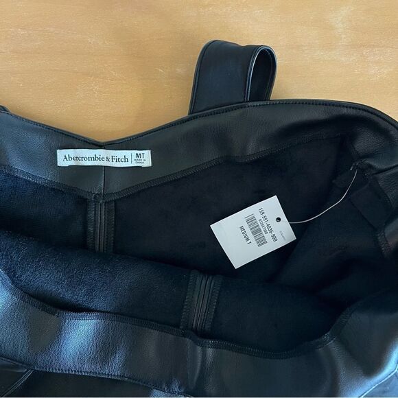 Abercrombie & Fitch Faux Leather Black Mini Dress NEW Size Medium Tall - Picture 7 of 12